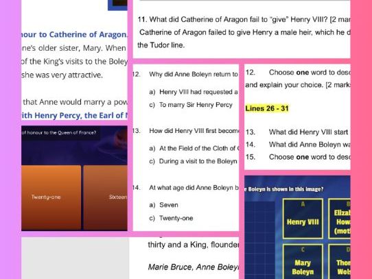 Anne Boleyn – Early Life Comprehension & Source Analysis Pack