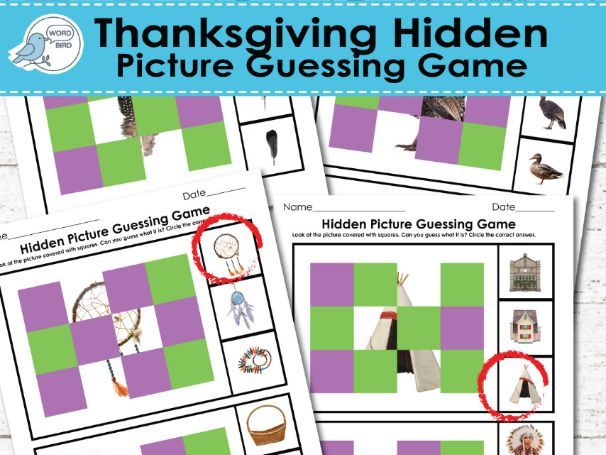 Thanksgiving Hidden Picture Guessing Game | 10 Pages | Preschool, ESL, Montessori