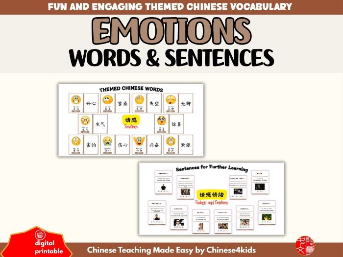 Beginner Chinese Vocabulary Learning Pack: Emotions (情感)