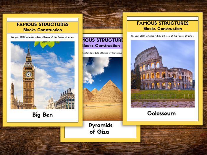 Famous Structures Construction Challenge Cards | STEM Building Activities