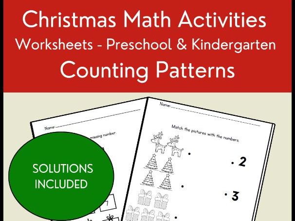 Christmas Math Activities Worksheets - Preschool & Kindergarten Counting Patterns