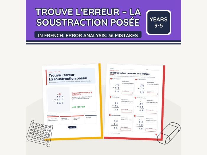 French Find the Mistake: Subtraction