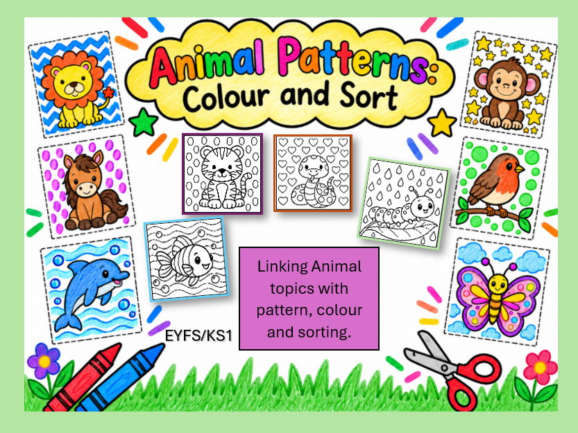 Animal Patterns Colour and Sort Activity