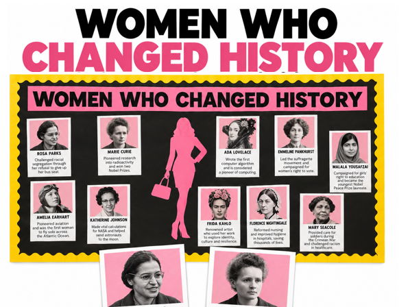 Women Who Changed History Display Pack | Pink Empowerment Display
