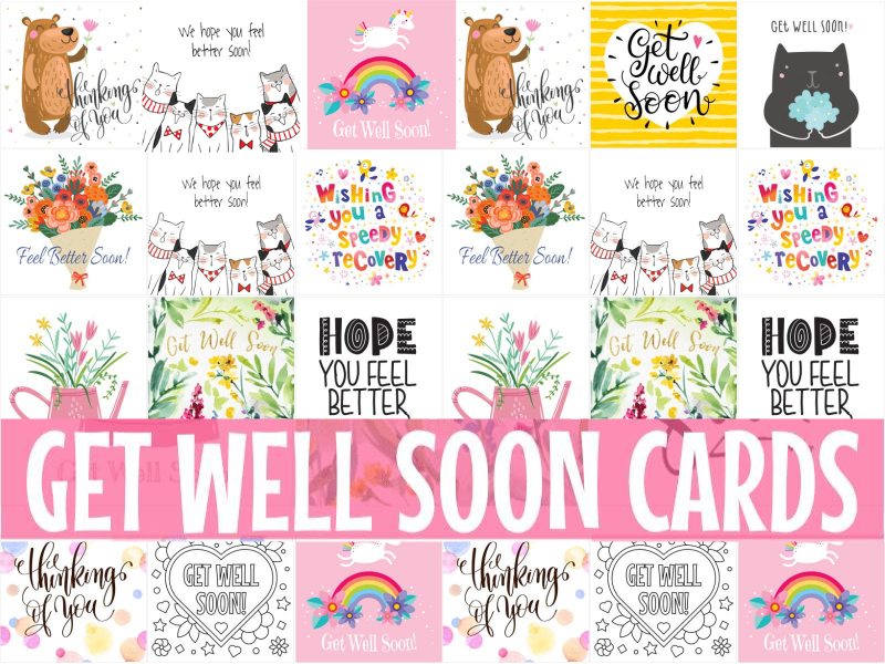 Get Well Soon Cards – Printable Cheerful Cards to Brighten Someone’s Day!