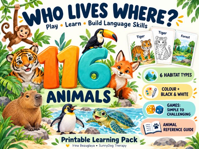 Who Lives Where? — 116 Animals for Play, Learning and Language Development