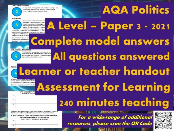 AQA A Level Politics Model Answers - Full Papers - Paper 3 - 2021 - Student/Teacher Handout