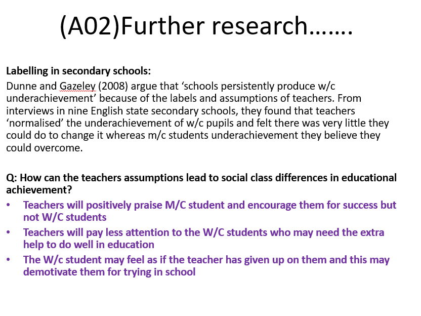 AQA Sociology class differences education internal