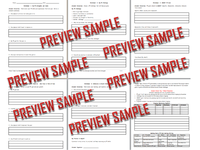Physical Education Goal Setting Writing + NY 2026 Art Coloring | Updated Yearly