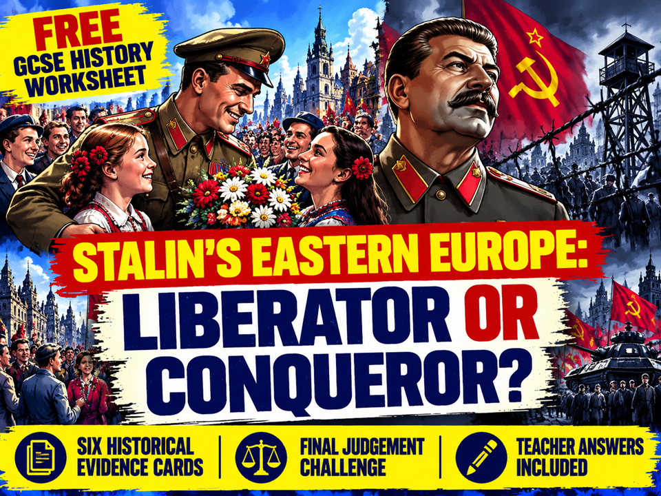 FREE GCSE Cold War Worksheet | Soviet Satellite States | Liberator or Conqueror?
