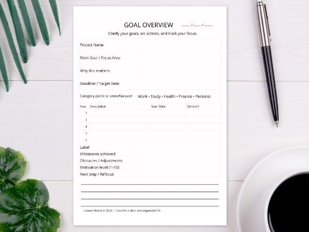 Goal Planner Printable for Students | Goal Setting & Progress Tracker
