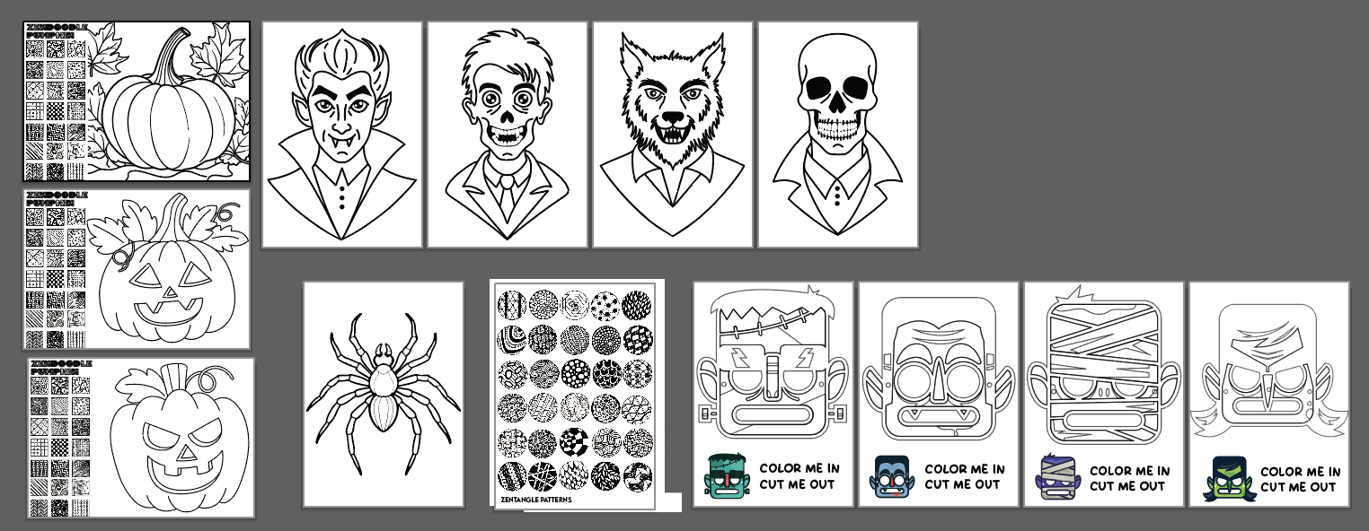 Halloween Colouring & Activity Pack | Zentangle, Monsters, Pumpkins ...