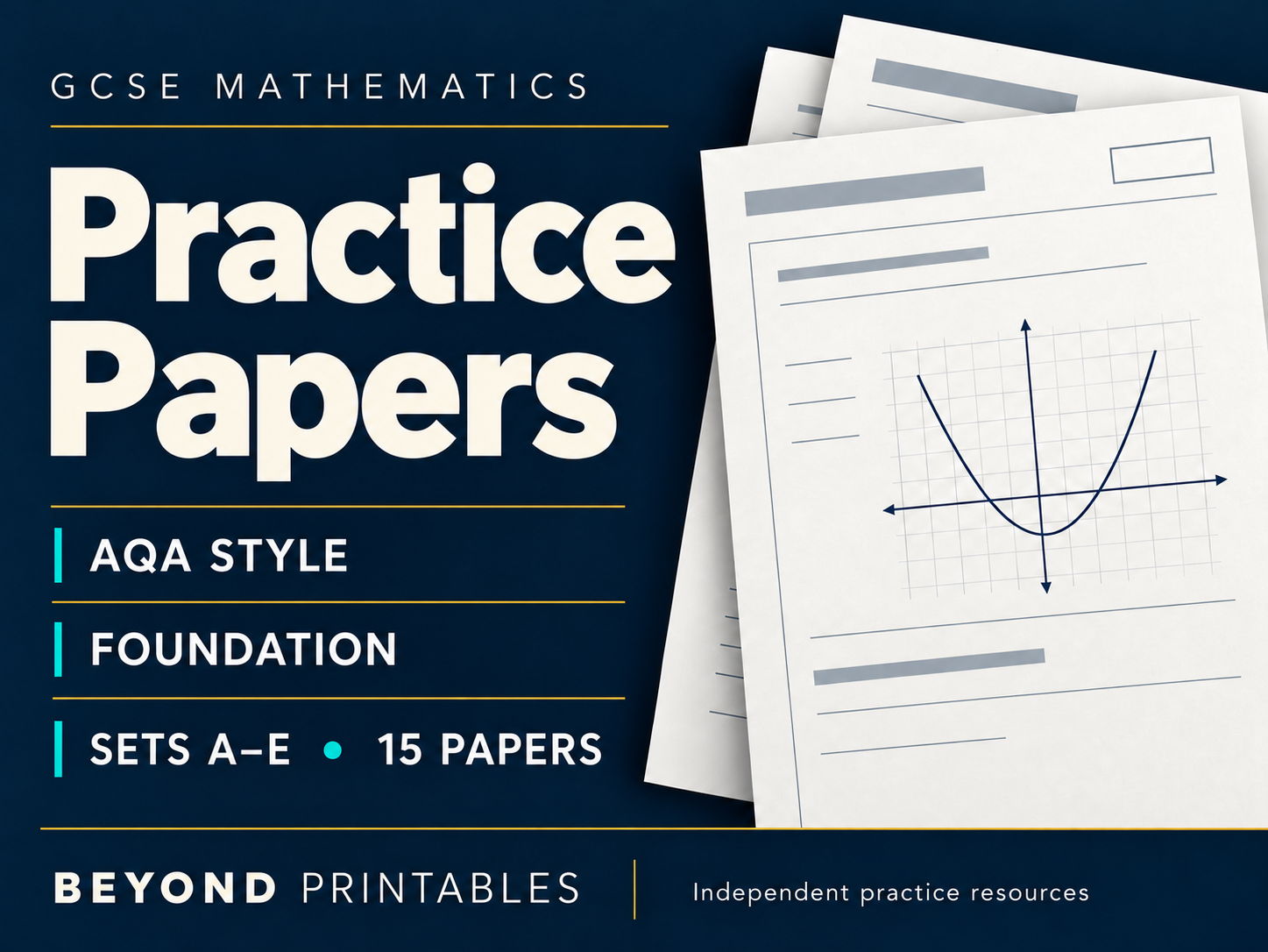 GCSE Maths AQA-style Foundation Bundle: Sets A-E, 15 Papers + Mark Schemes