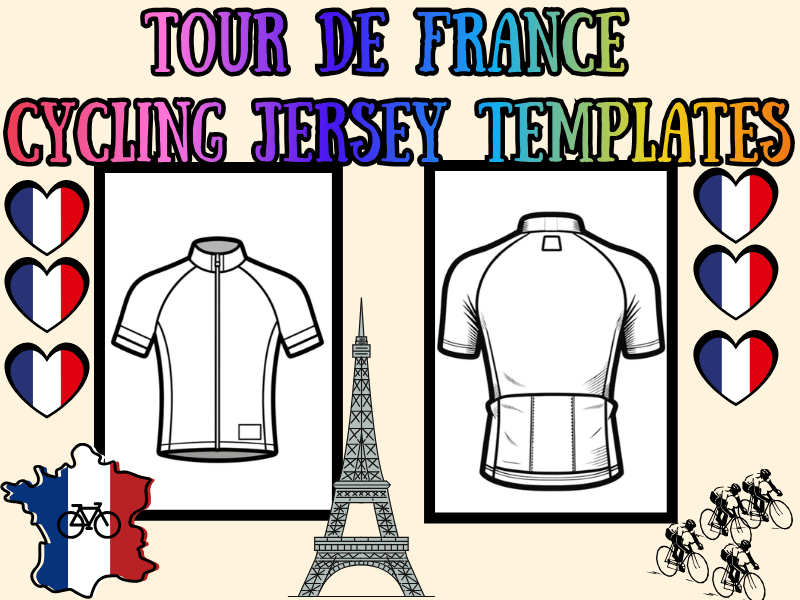 Tour de France Cycling Jersey Templates | Coloring Pages for Kids | NO PREP