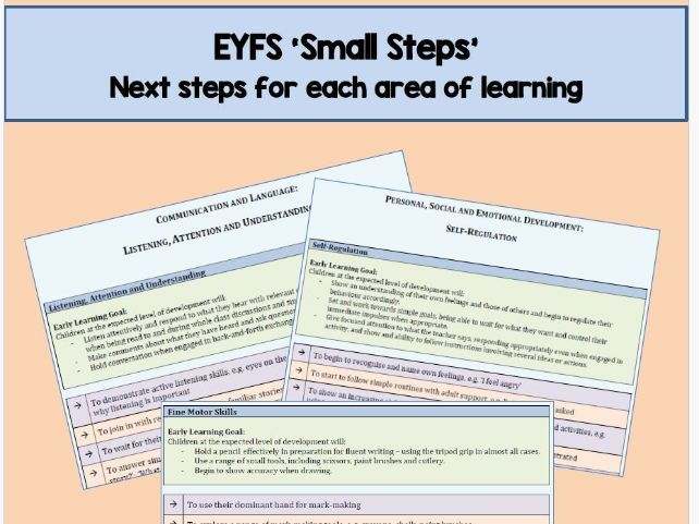 EYFS 'Small Steps' 2025 - Next Steps for each area of learning in Reception