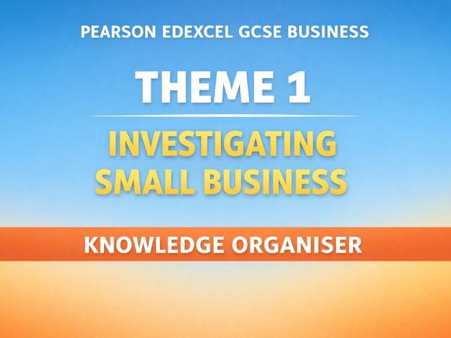 Edexcel GCSE Business Theme 1 Knowledge Organiser | Investigating Small Business | Paper 1 (1BS0/01)
