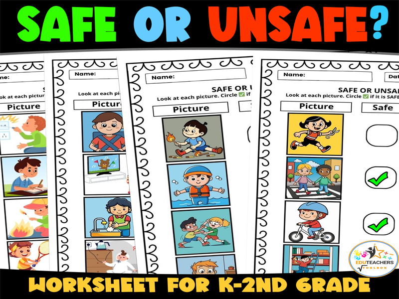 Safe or Unsafe scenarios? Worksheet Activities | Safety Sorting for K-2nd Grade