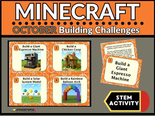Minecraft October Building Challenges – STEM Activities Task Cards