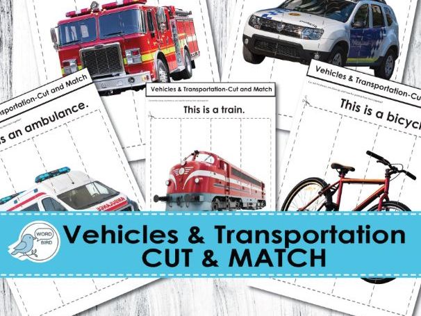 Vehicles & Transportation Cut and Match – Speech Therapy, ESL, Early Learning, Logic Skills