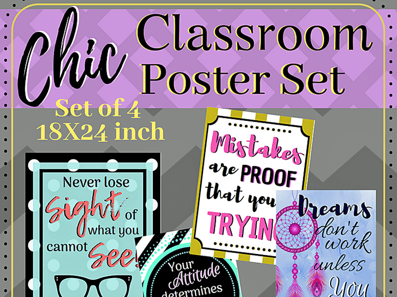 Chic Classroom Posters to Inspire (Printable, Set of 4)