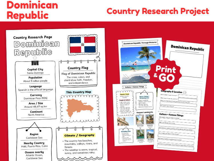 Dominican Republic Country Research Project | Geography & Culture Worksheets