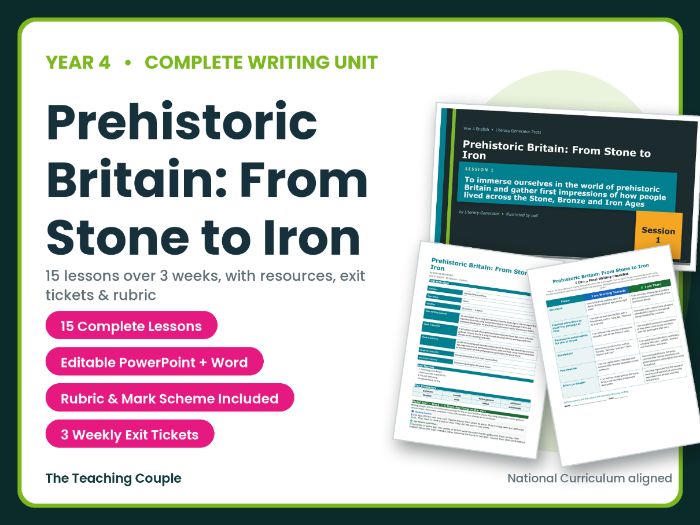 Prehistoric Britain: From Stone to Iron | Year 4 English Unit | 15 Complete Lessons + Resources