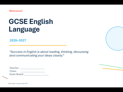 GCSE English Language 2026–2027 Intro Lesson | Reading, Writing, Speaking & Course Overview |