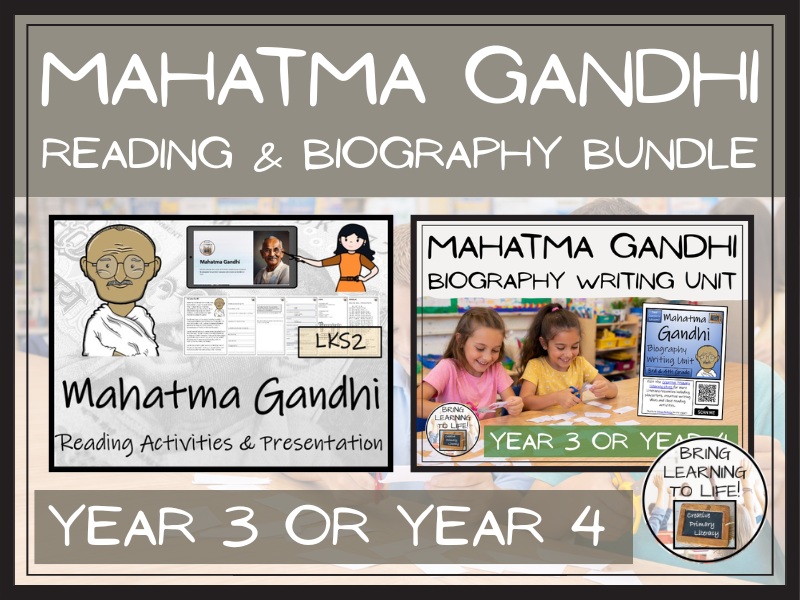 Mahatma Gandhi Reading Comprehension & Biography Bundle | LKS2