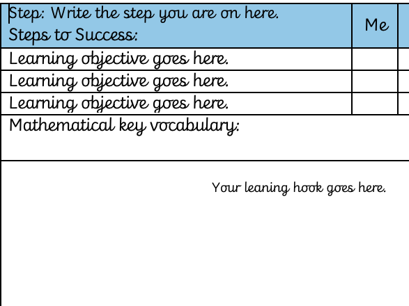 Maths Learning objective template