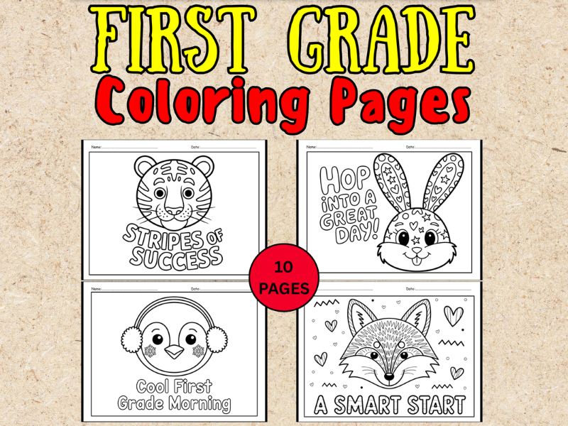 First Grade Morning Work: Beginning Of the Year Coloring Pages - Animals themed