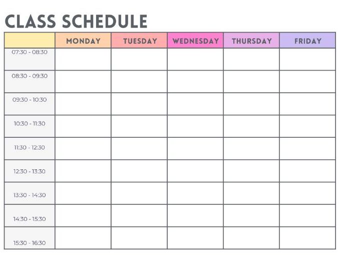 Class Schedule/Timetable template