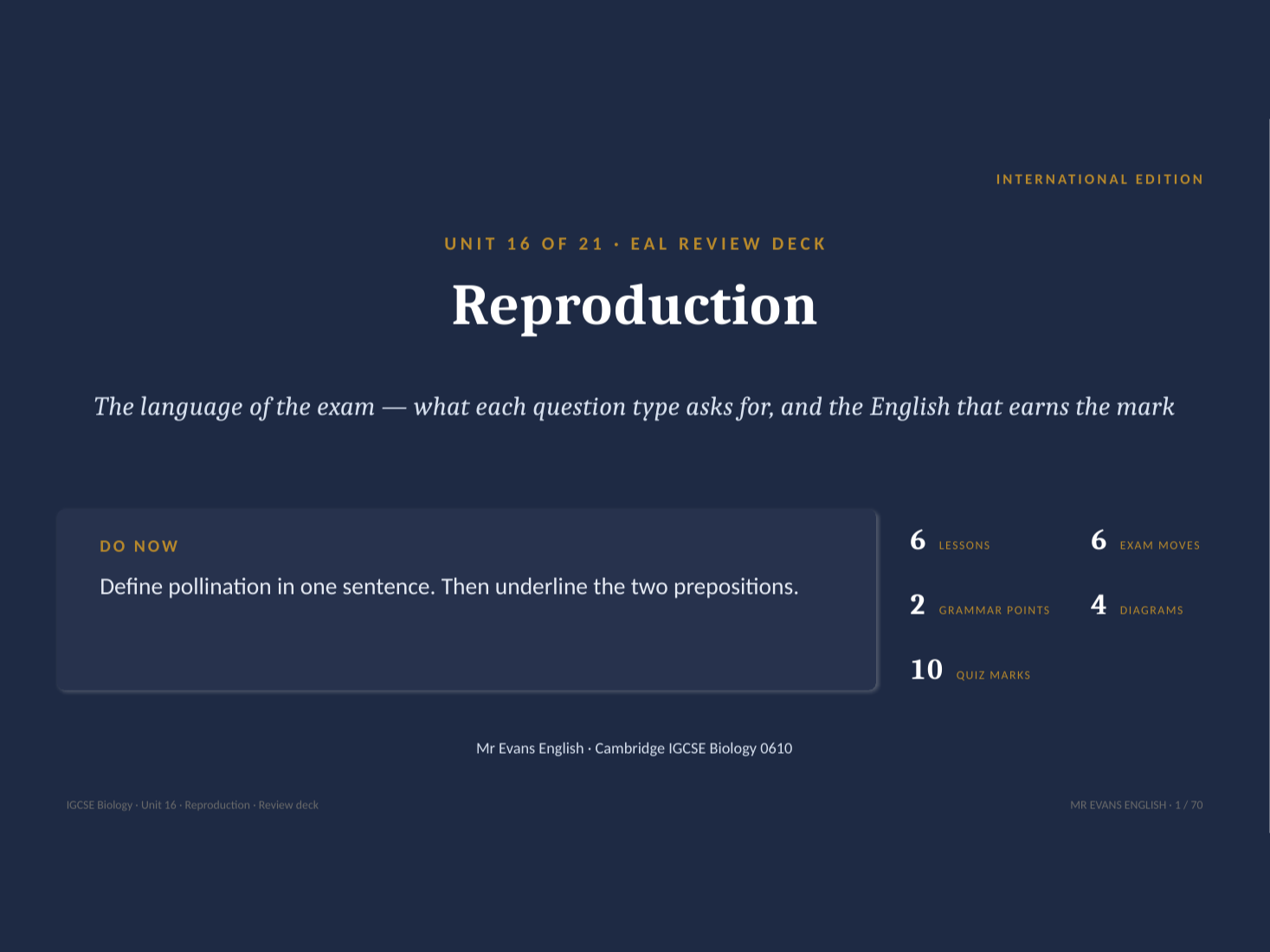 IGCSE Biology 0610 U16 Reproduction — EAL