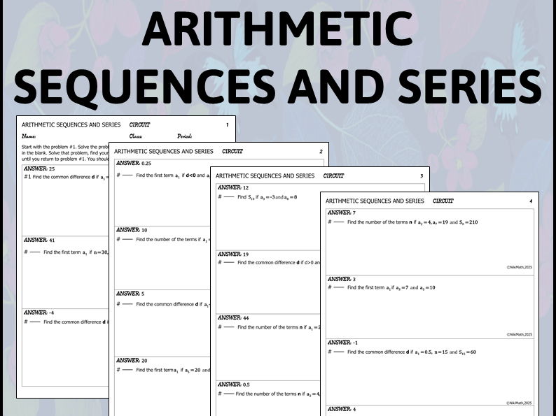 Arithmetic Sequences and Series - Circuit Training (15 problems)