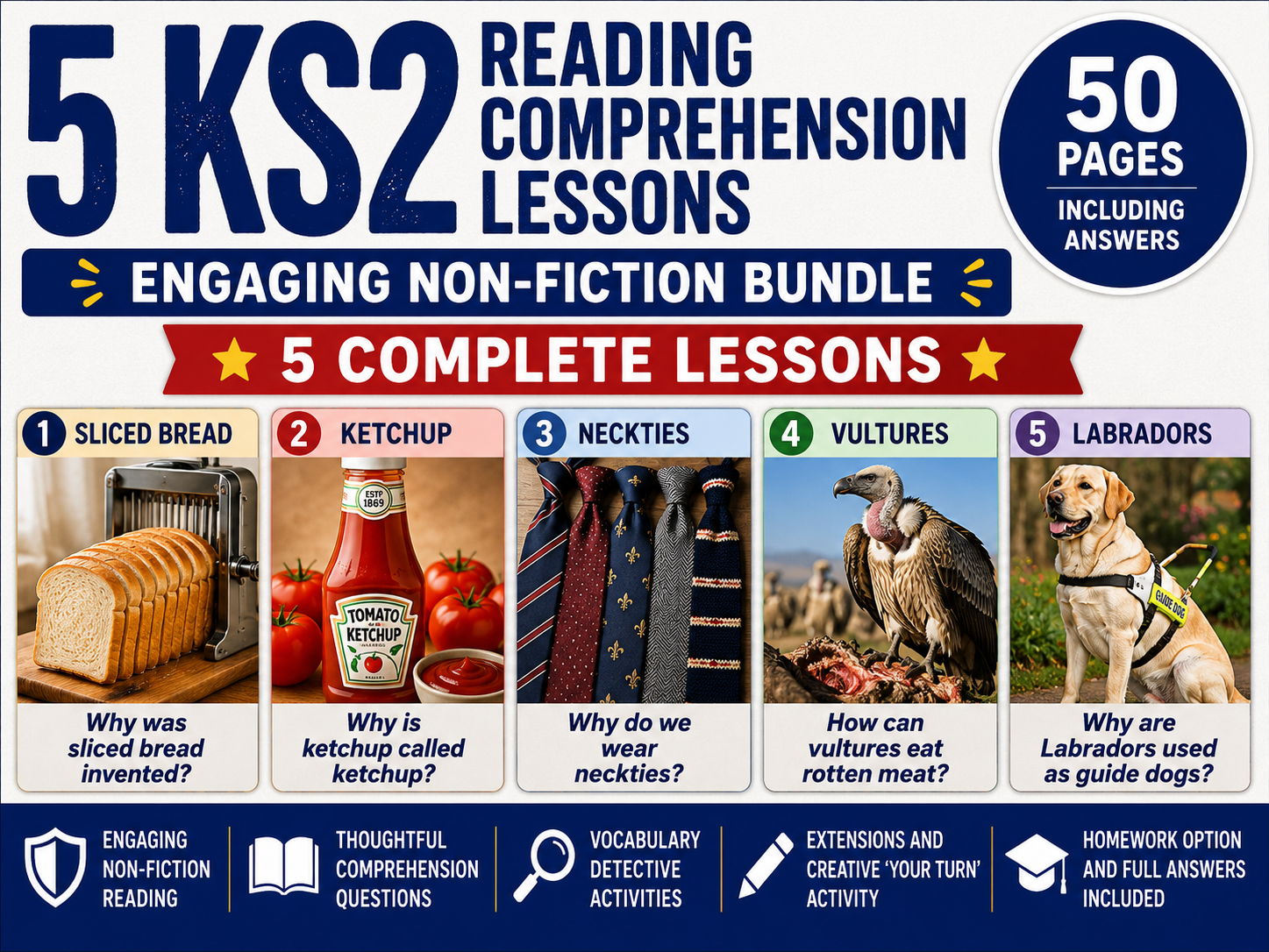 5 KS2 Reading Comprehension Lessons | Non-Fiction Bundle