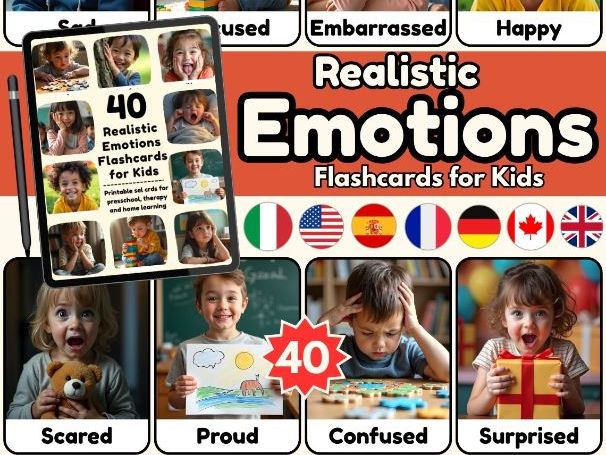 40 Realistic Emotions Flashcards Gifts for Kids – Feelings & SEL Activities