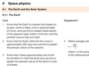 iGCSE Physics Complete Unit 6 : Space Physics