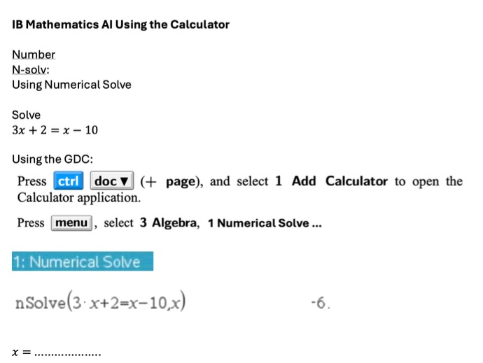 IB Mathematics AI SL Calculator Revision Guide for the Ti-Nspire