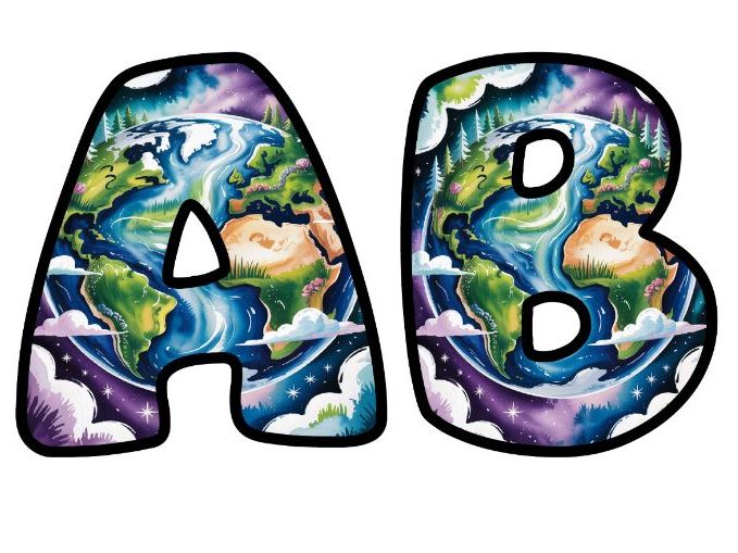 Earth Plane Living Ozone Lettering Set | Classroom Display | Upper & Lowercase, 0-9 and Signs