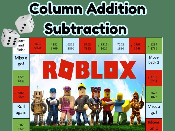 Roblox Column Method Addition Subtraction Board Game