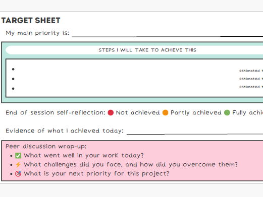 FREE Target Setting & Self-Reflection Sheet | Independent Learning, Planning & Progress Tracking