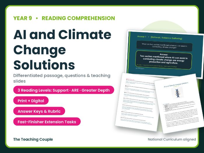 AI and Climate Change Solutions Reading Comprehension | Year 9 (KS3)
