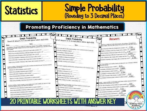 Simple Probability (Rounding to 3 Decimal Places) Worksheets | Probability Practice