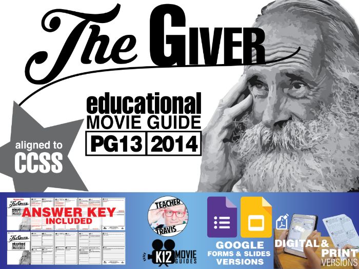 The Giver Movie Guide Questions Worksheet (PG13 2014) Teaching