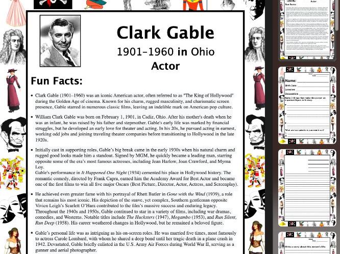 Clark Gable PACKET & ACTIVITIES, Important Historical Figures Series