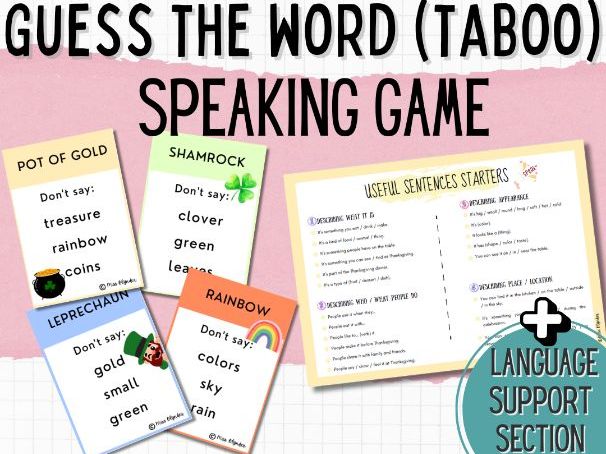 St Patrick’s Day Speaking Activity | Taboo Game with Sentence Starters | ESL / EAL Primary