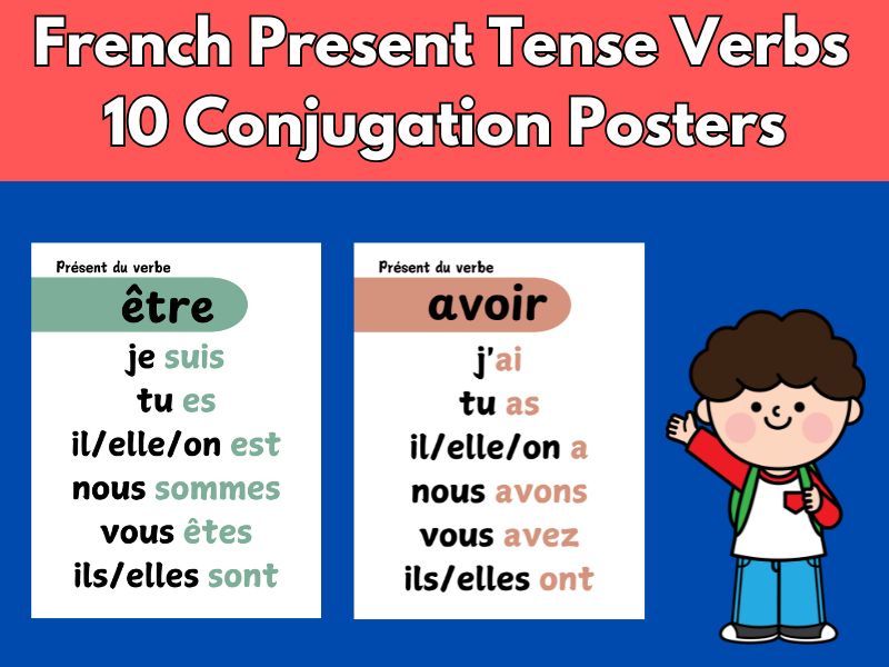 French Present Tense Verbs Posters 10 Conjugation Posters