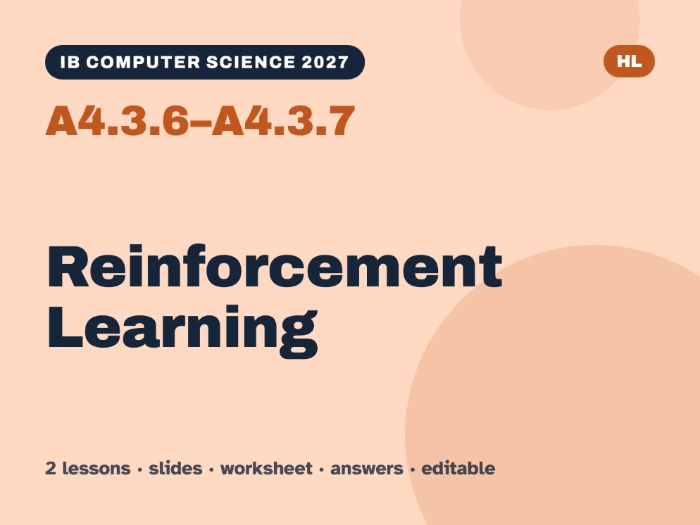 IB Computer Science 2027 – A4.3.6–A4.3.7 Reinforcement Learning – 2 Lessons & Worksheets