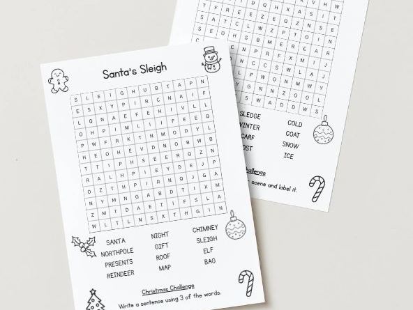 Christmas Wordsearch Pack – 6 Festive Wordsearches for KS1 & KS2 (Pack 1)