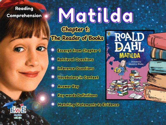 Matilda Reading Comprehension – Chapter 1 The Reader of Books | Retrieval, Inference, Vocabulary +