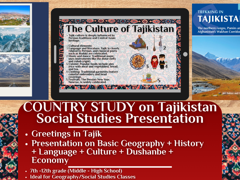 Tajikistan Country Study - Geography + Social Studies Presentation - Central Asia